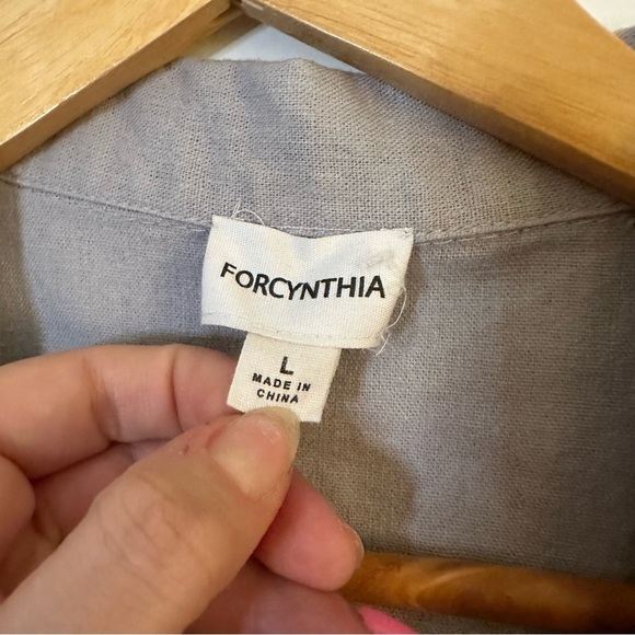 Forcynthia Linen Dress Shark Bite Hem Asymmetrical Boho Lagenlook Artsy Large - Picture 6 of 8